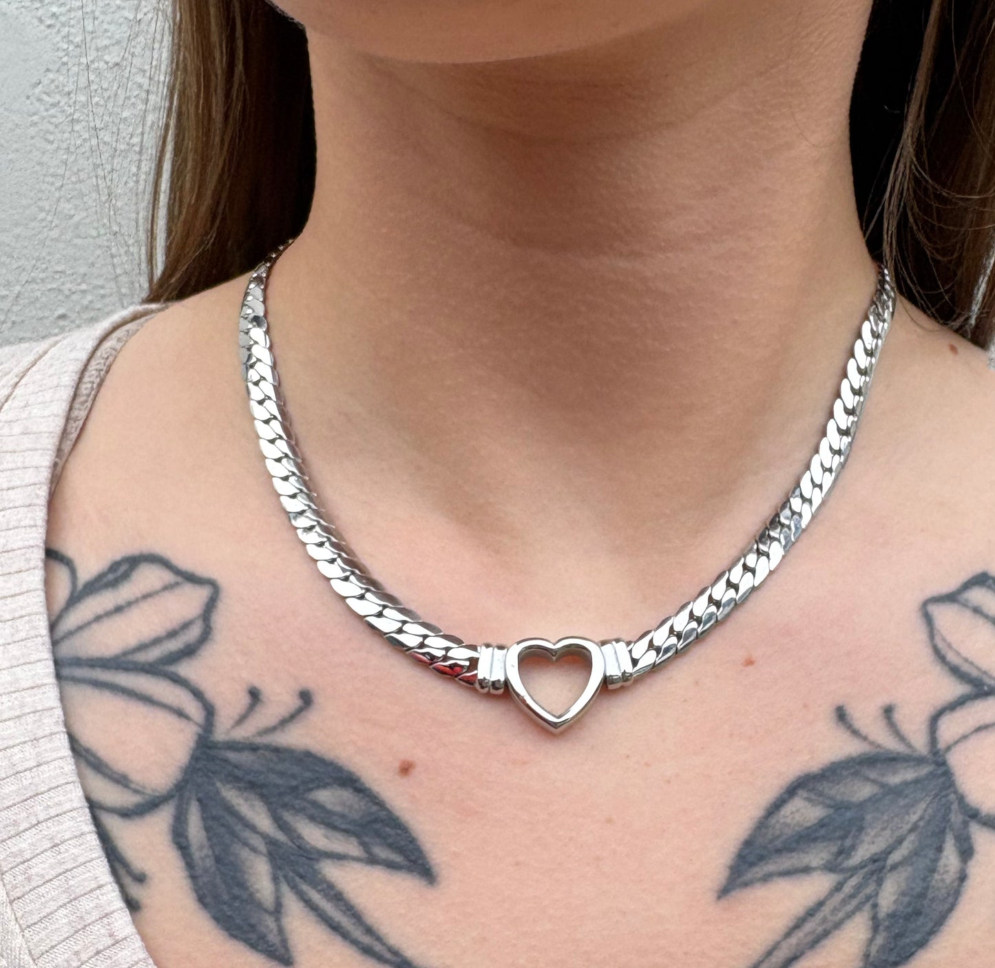 Silver Heart Chain Necklace